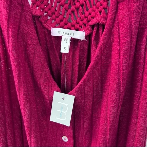 NWT Maurice’s red crochet back button down tank small - Picture 6 of 8